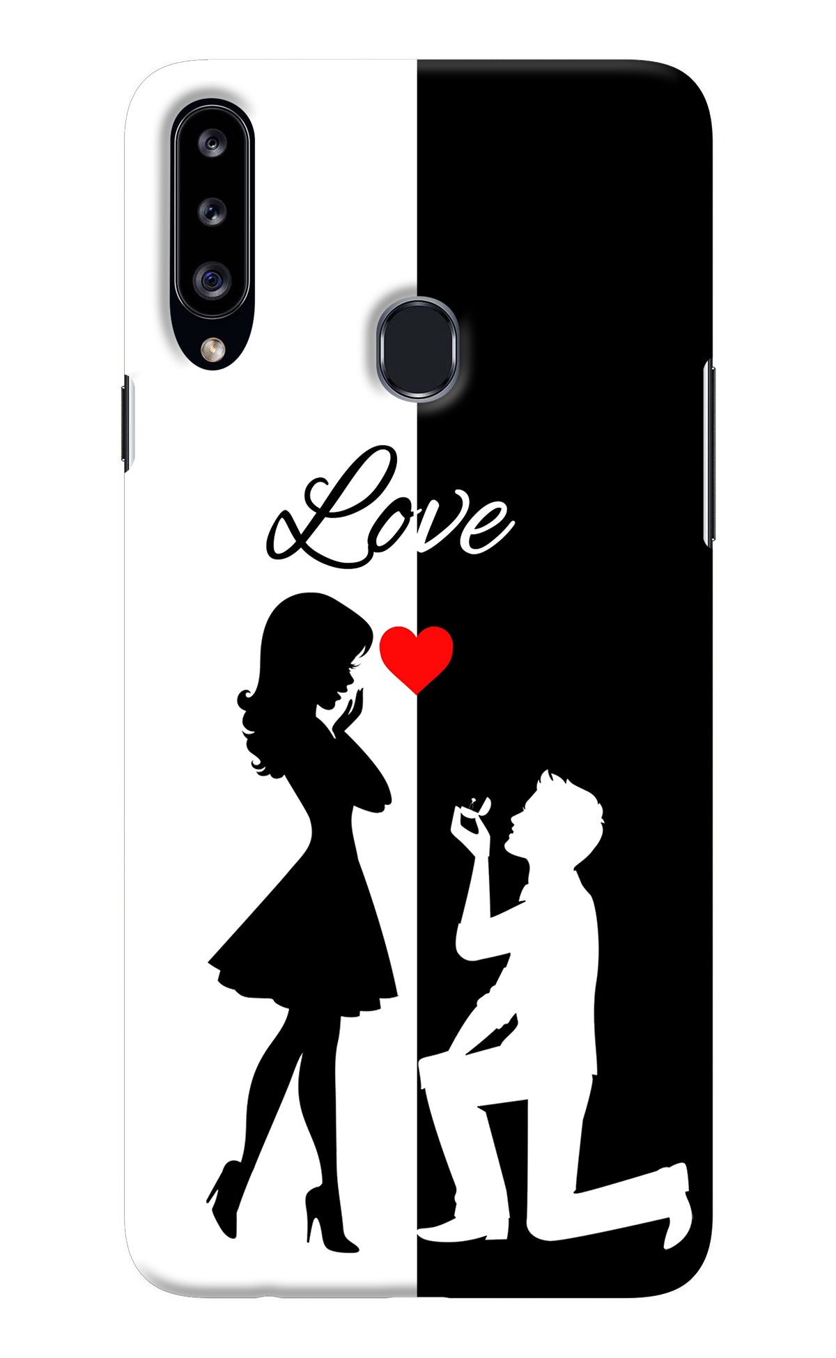 Love Propose Black And White Samsung A20s Back Cover