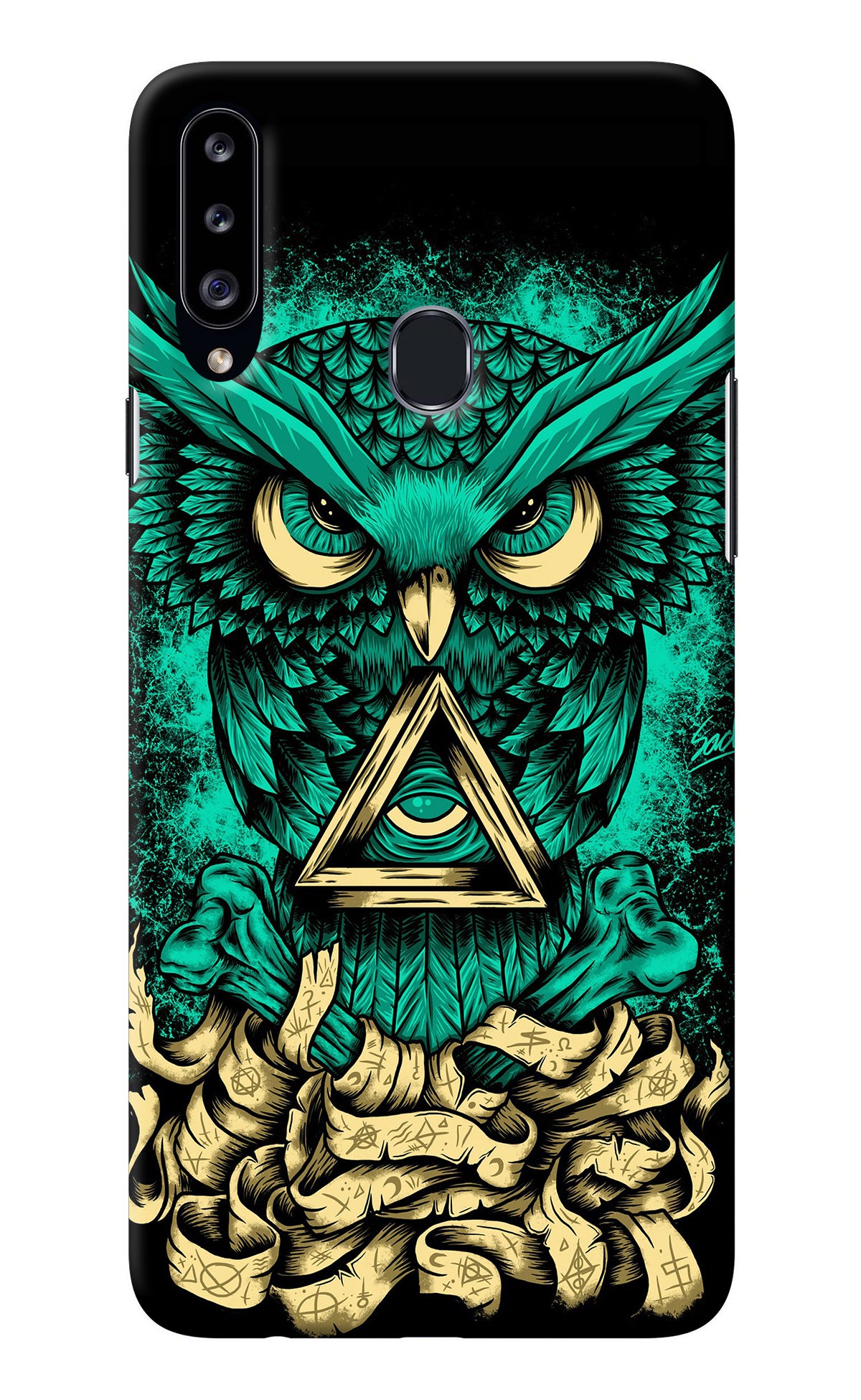 Green Owl Samsung A20s Back Cover