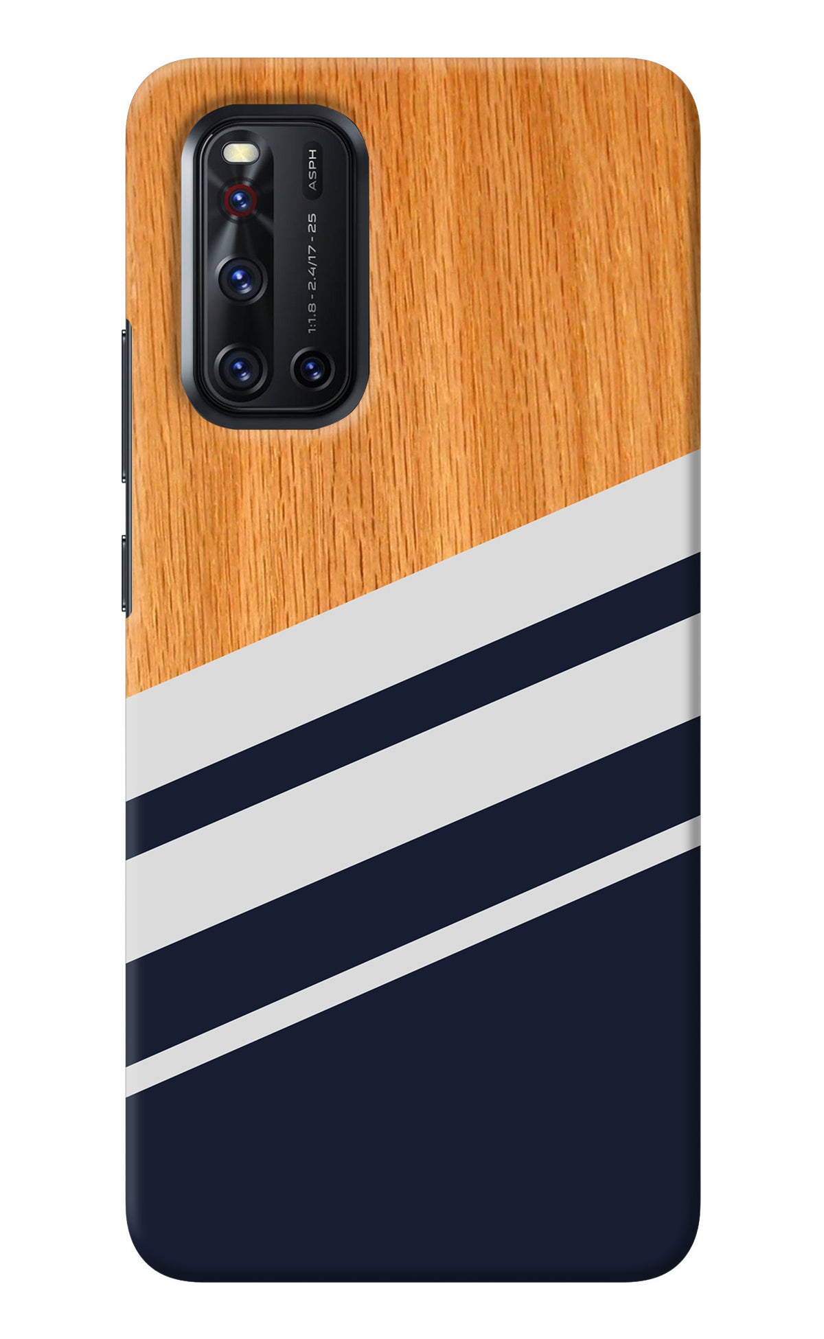 Blue and white wooden Vivo V19 Back Cover