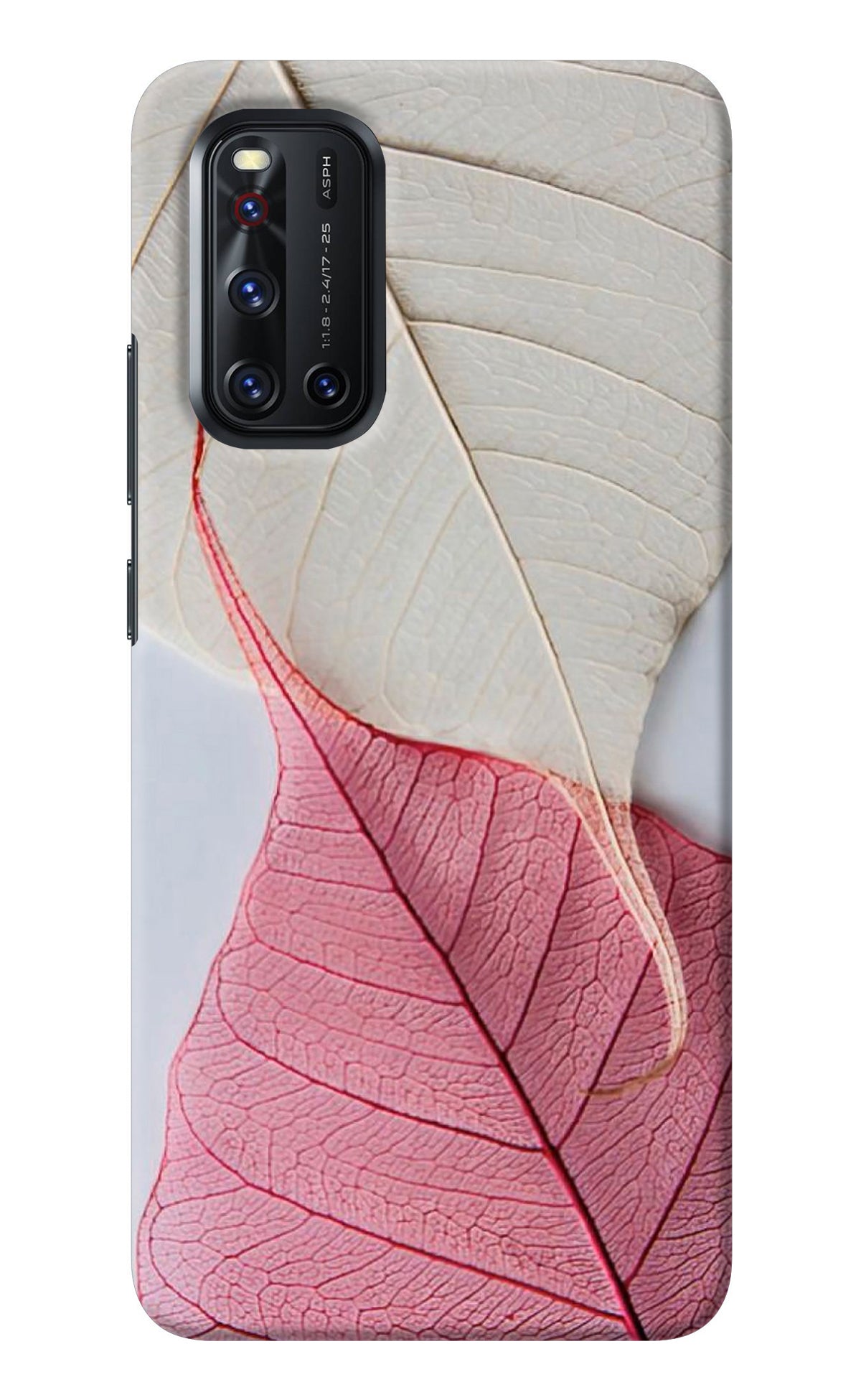 White Pink Leaf Vivo V19 Back Cover