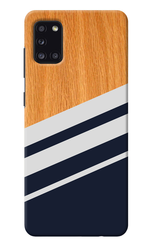 Blue and white wooden Samsung A31 Back Cover