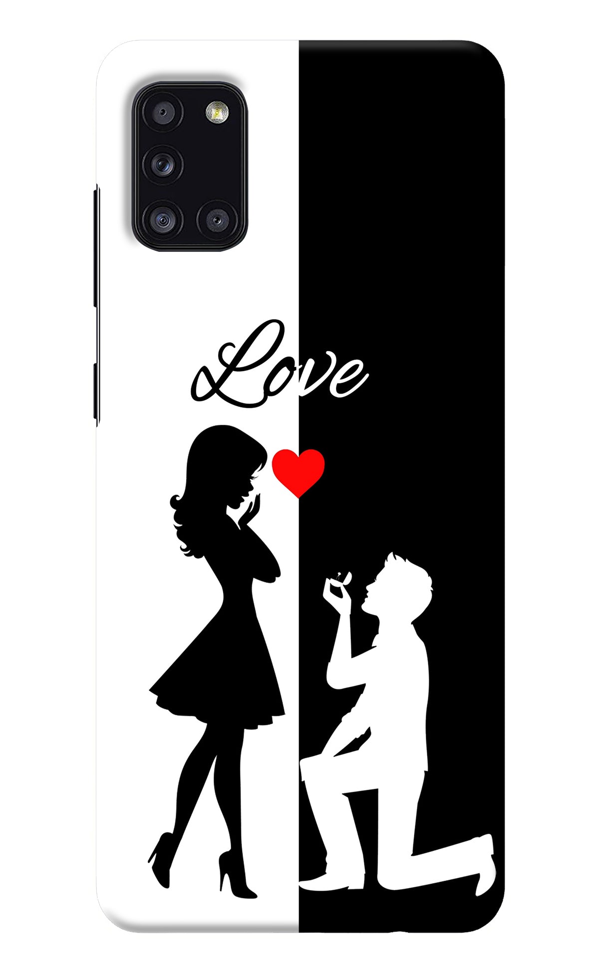 Love Propose Black And White Samsung A31 Back Cover