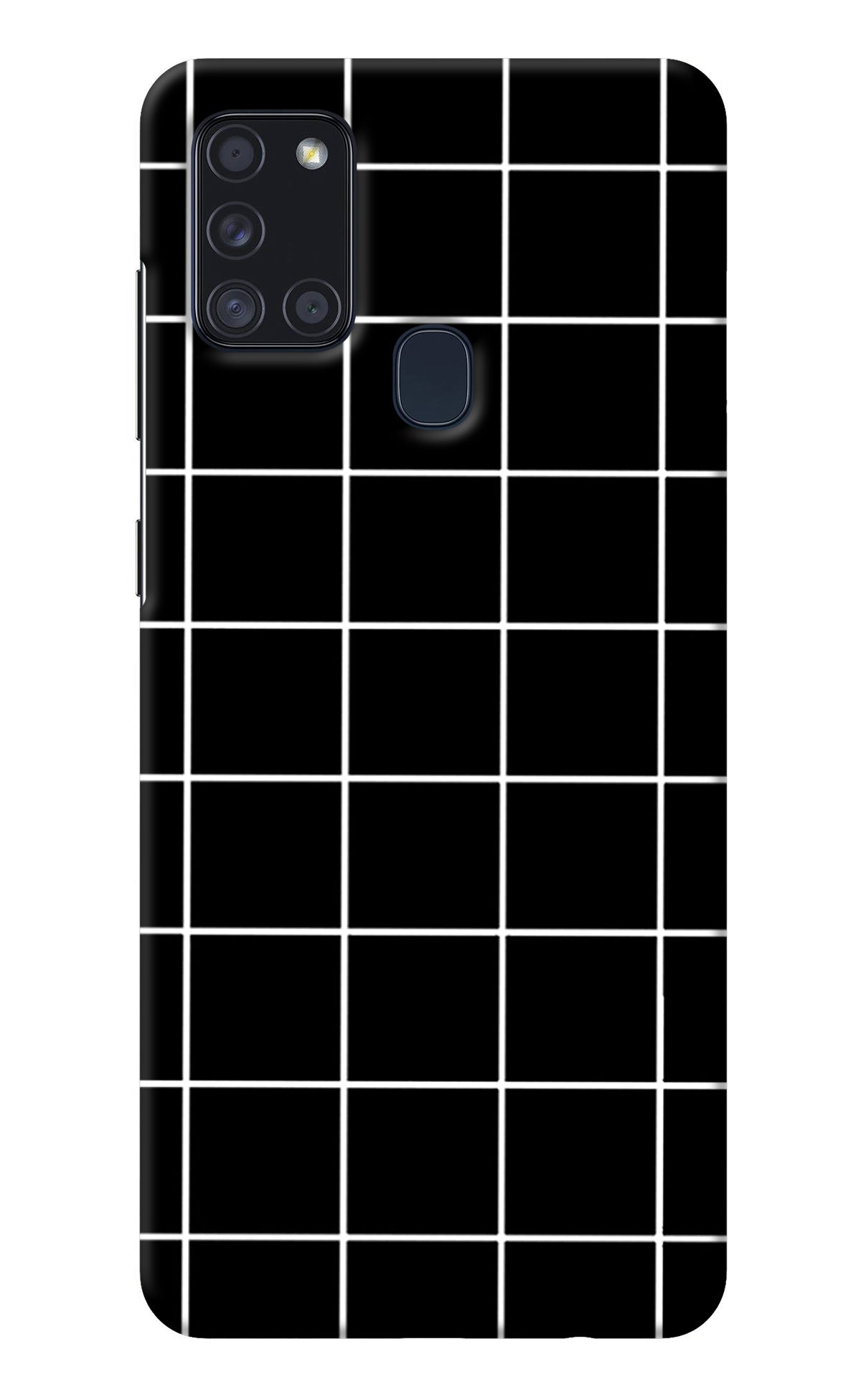 White Grid Samsung A21s Back Cover