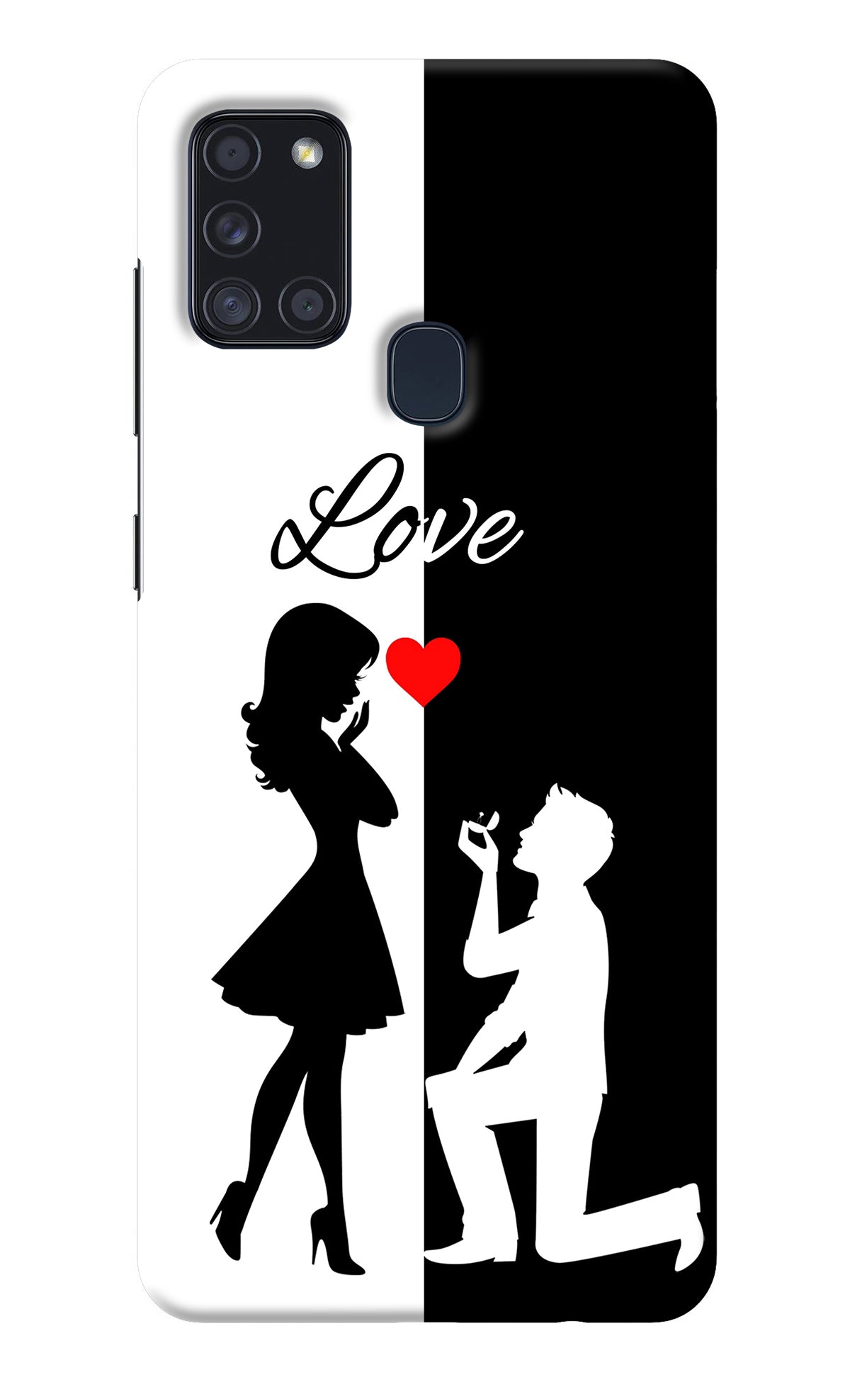 Love Propose Black And White Samsung A21s Back Cover