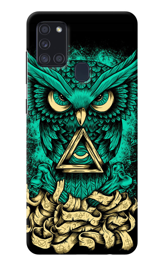 Green Owl Samsung A21s Back Cover