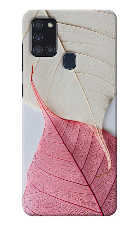 White Pink Leaf Samsung A21s Back Cover
