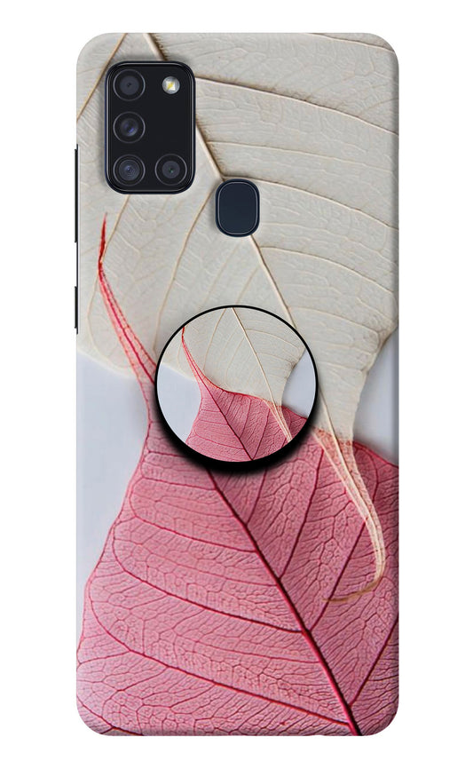 White Pink Leaf Samsung A21s Pop Case