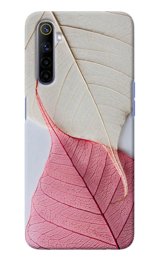 White Pink Leaf Realme 6/6i Back Cover