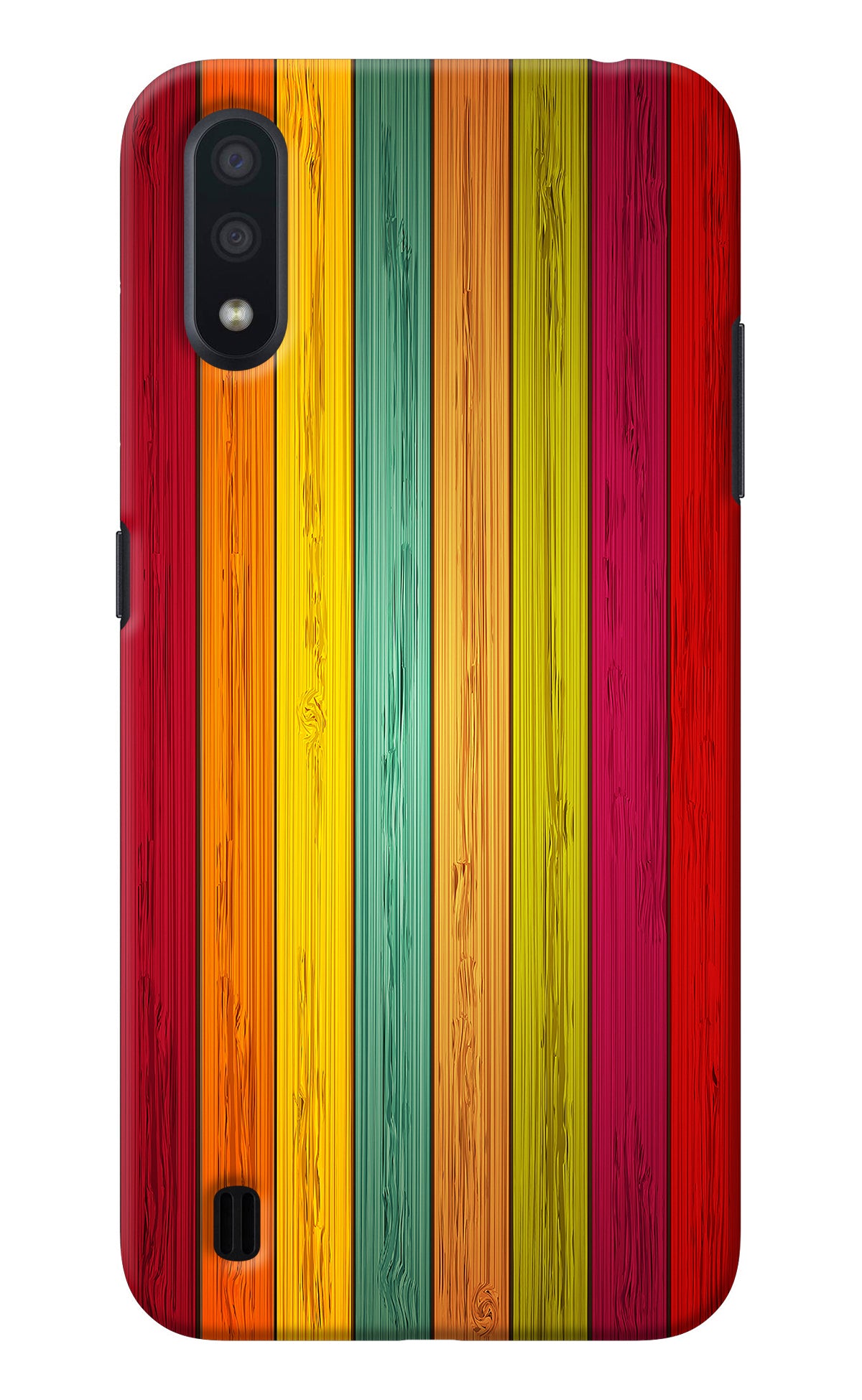 Multicolor Wooden Samsung M01 Back Cover