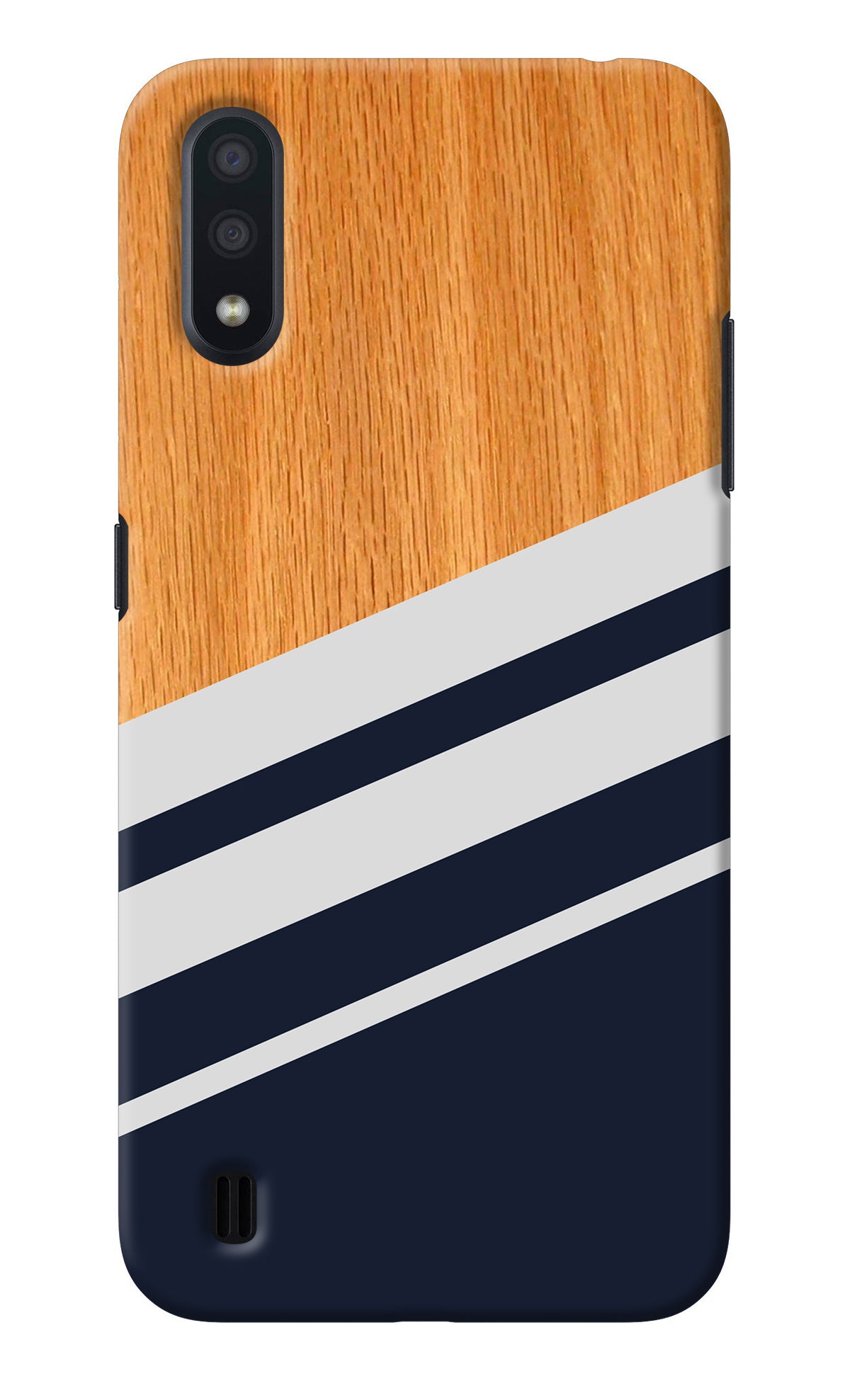 Blue and white wooden Samsung M01 Back Cover