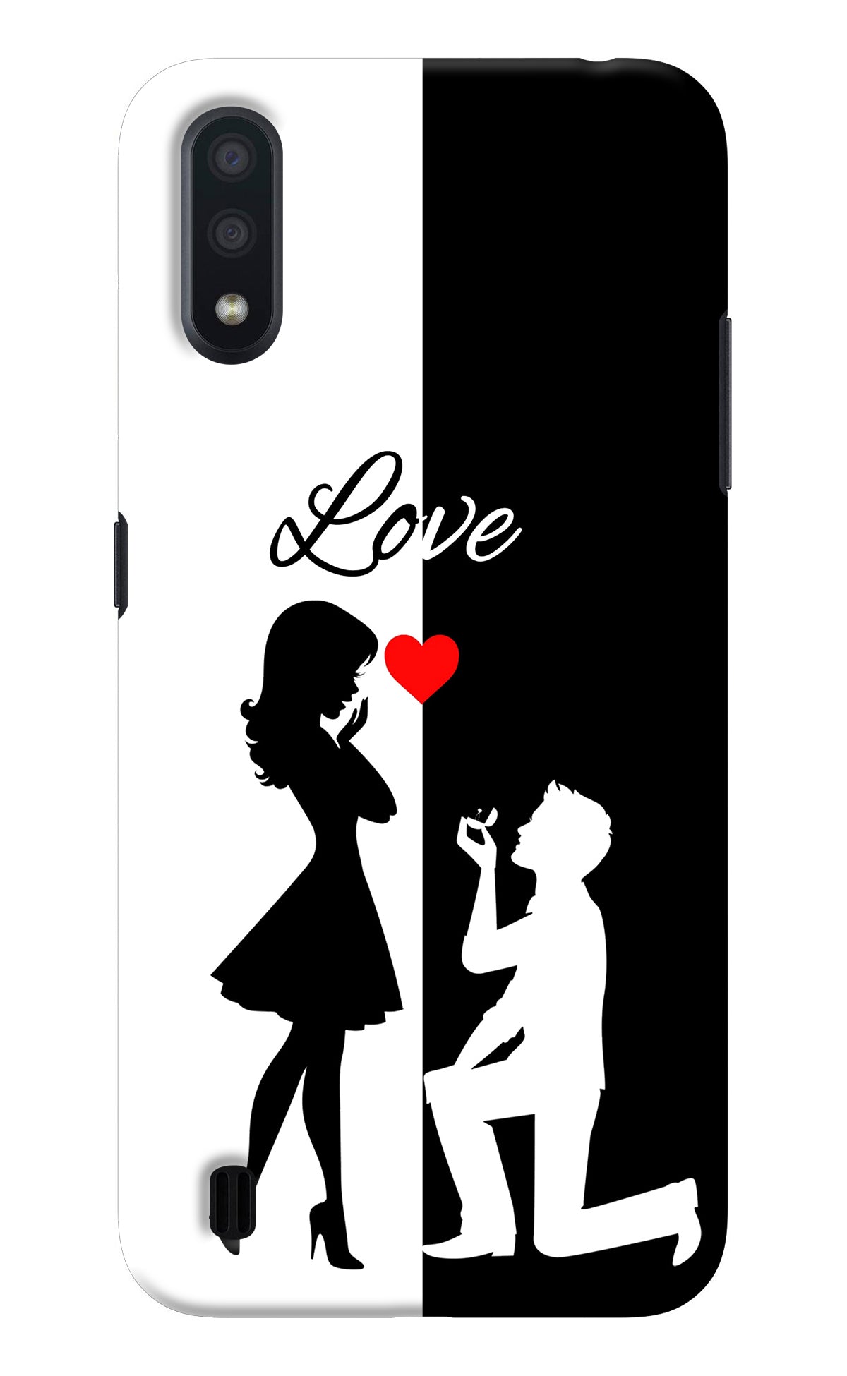 Love Propose Black And White Samsung M01 Back Cover