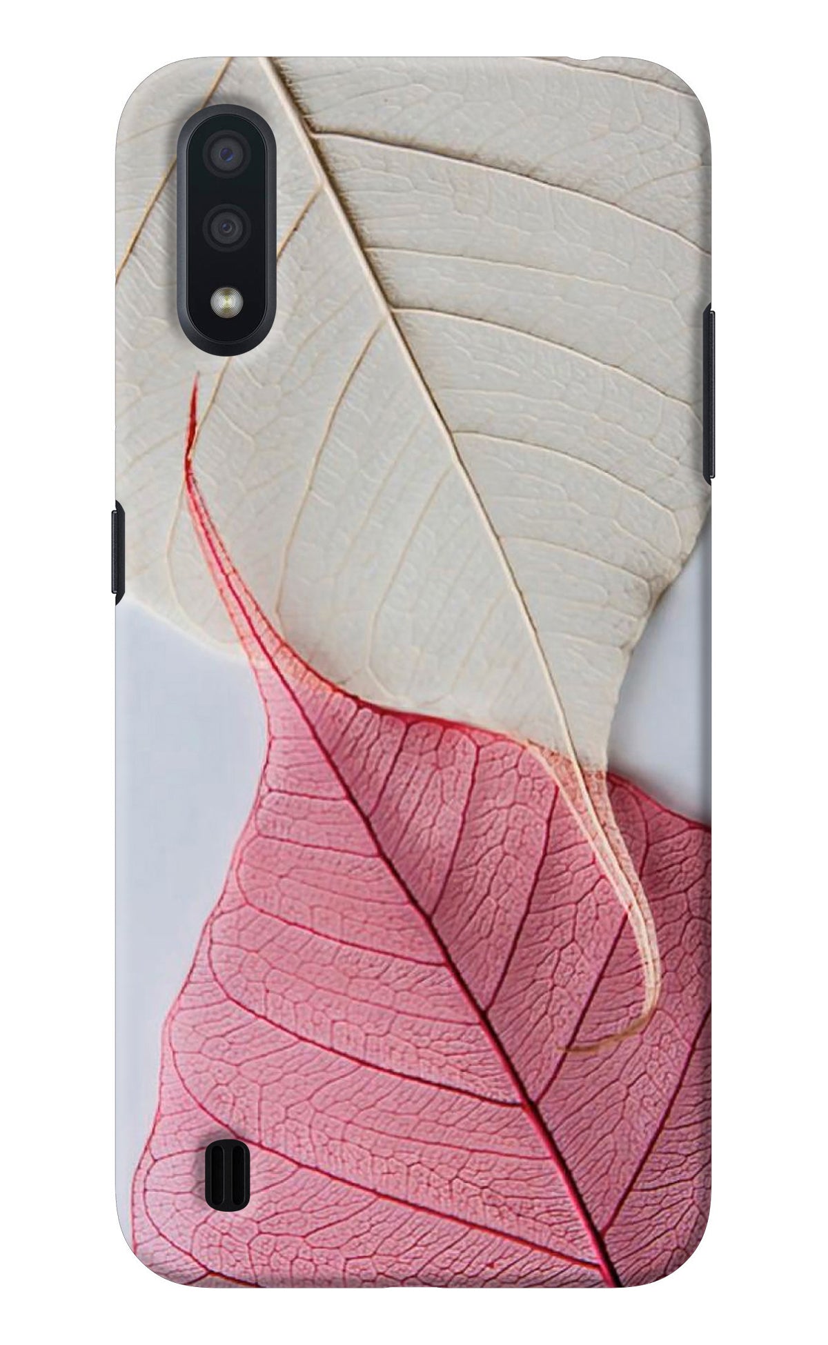 White Pink Leaf Samsung M01 Back Cover