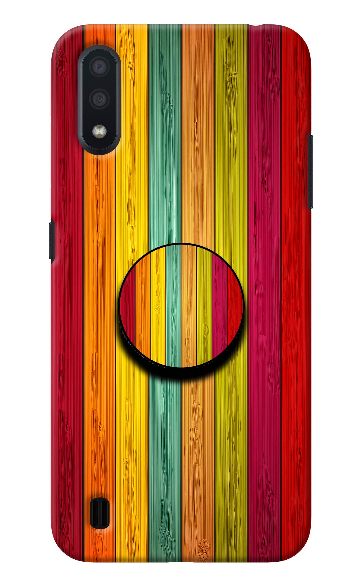 Multicolor Wooden Samsung M01 Pop Case