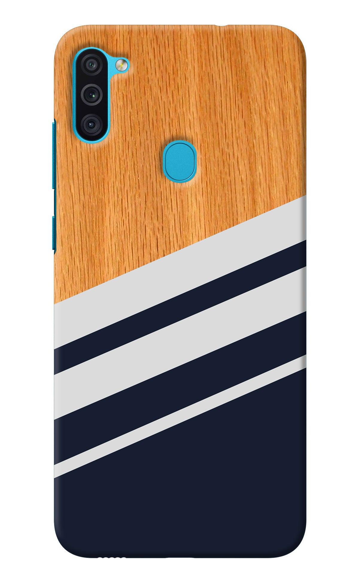 Blue and white wooden Samsung M11 Back Cover