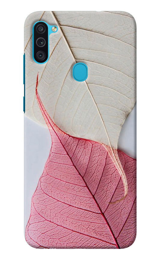 White Pink Leaf Samsung M11 Back Cover