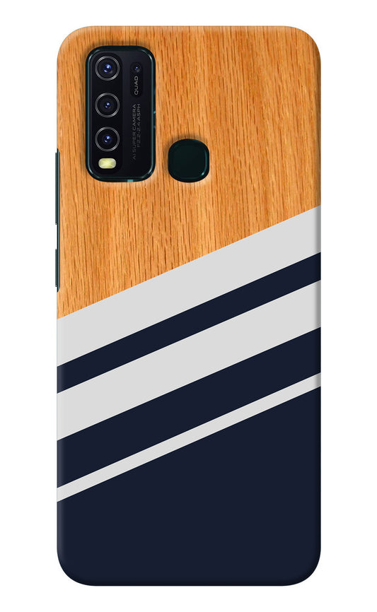 Blue and white wooden Vivo Y30/Y50 Back Cover