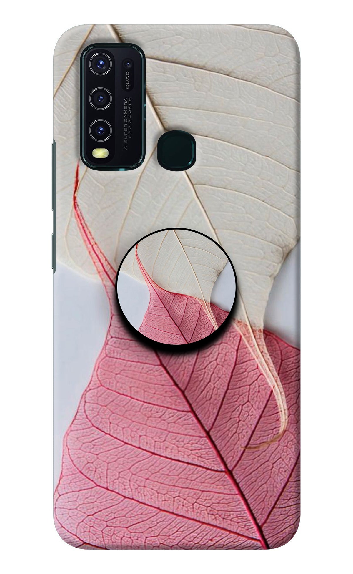 White Pink Leaf Vivo Y30/Y50 Pop Case