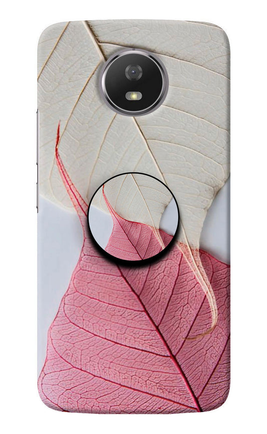 White Pink Leaf Moto G5S Pop Case