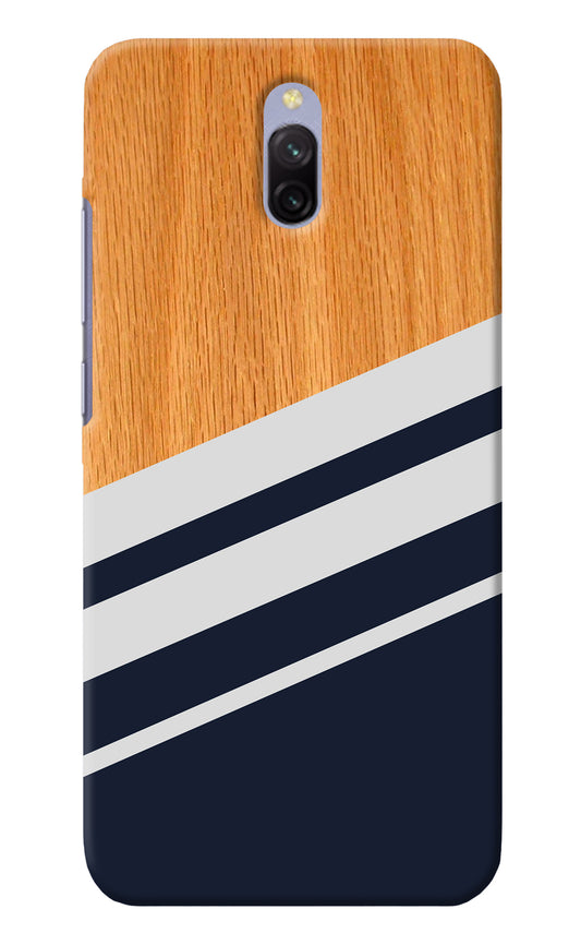 Blue and white wooden Redmi 8A Dual Back Cover