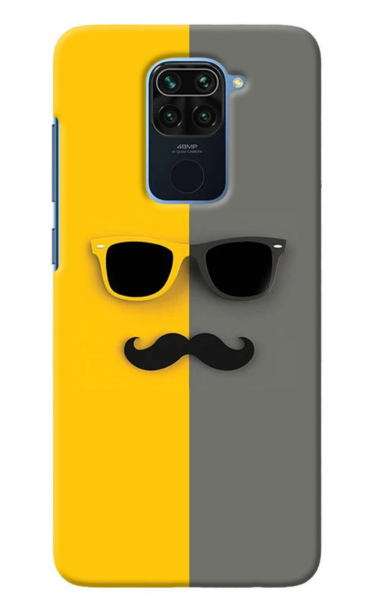 Sunglasses with Mustache Redmi Note 9 Back Cover