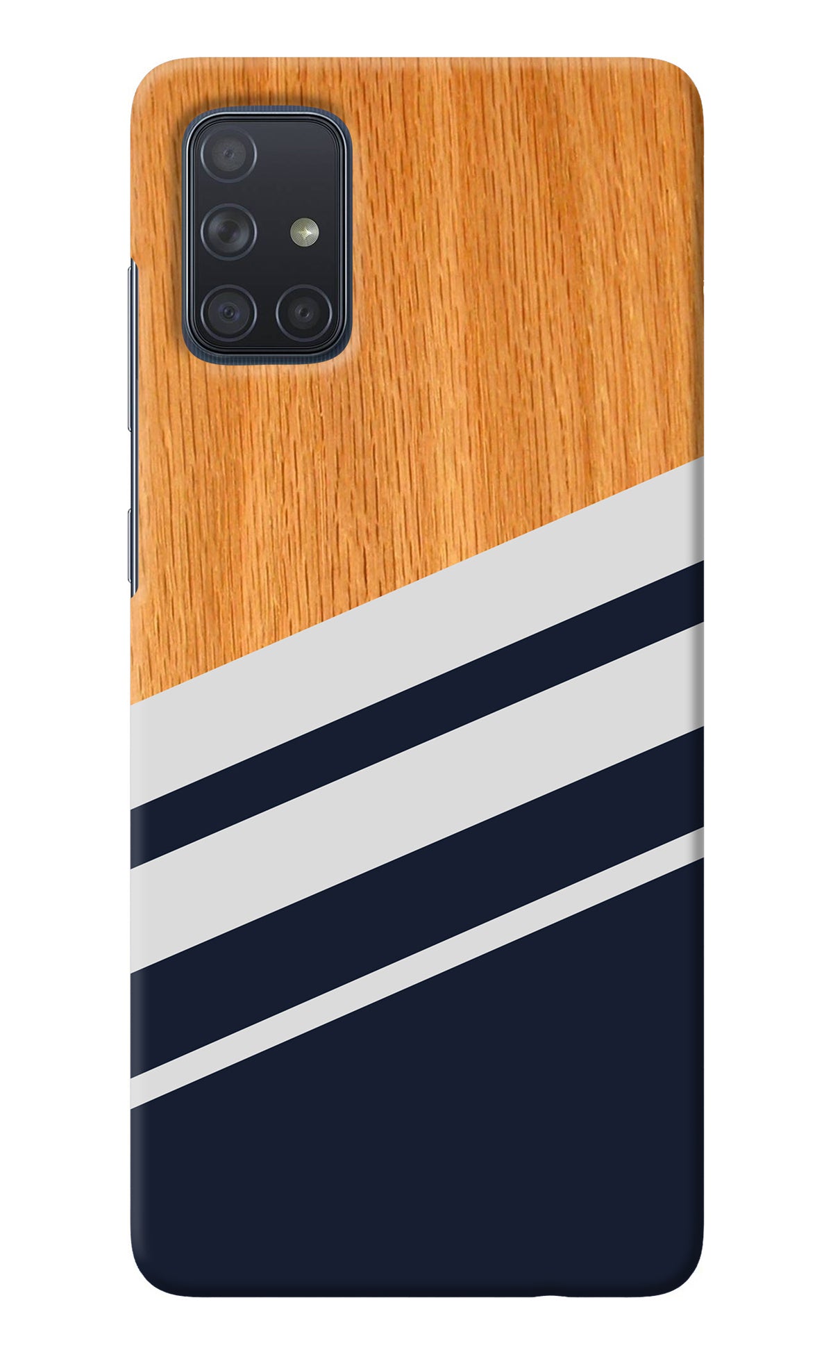 Blue and white wooden Samsung A71 Back Cover