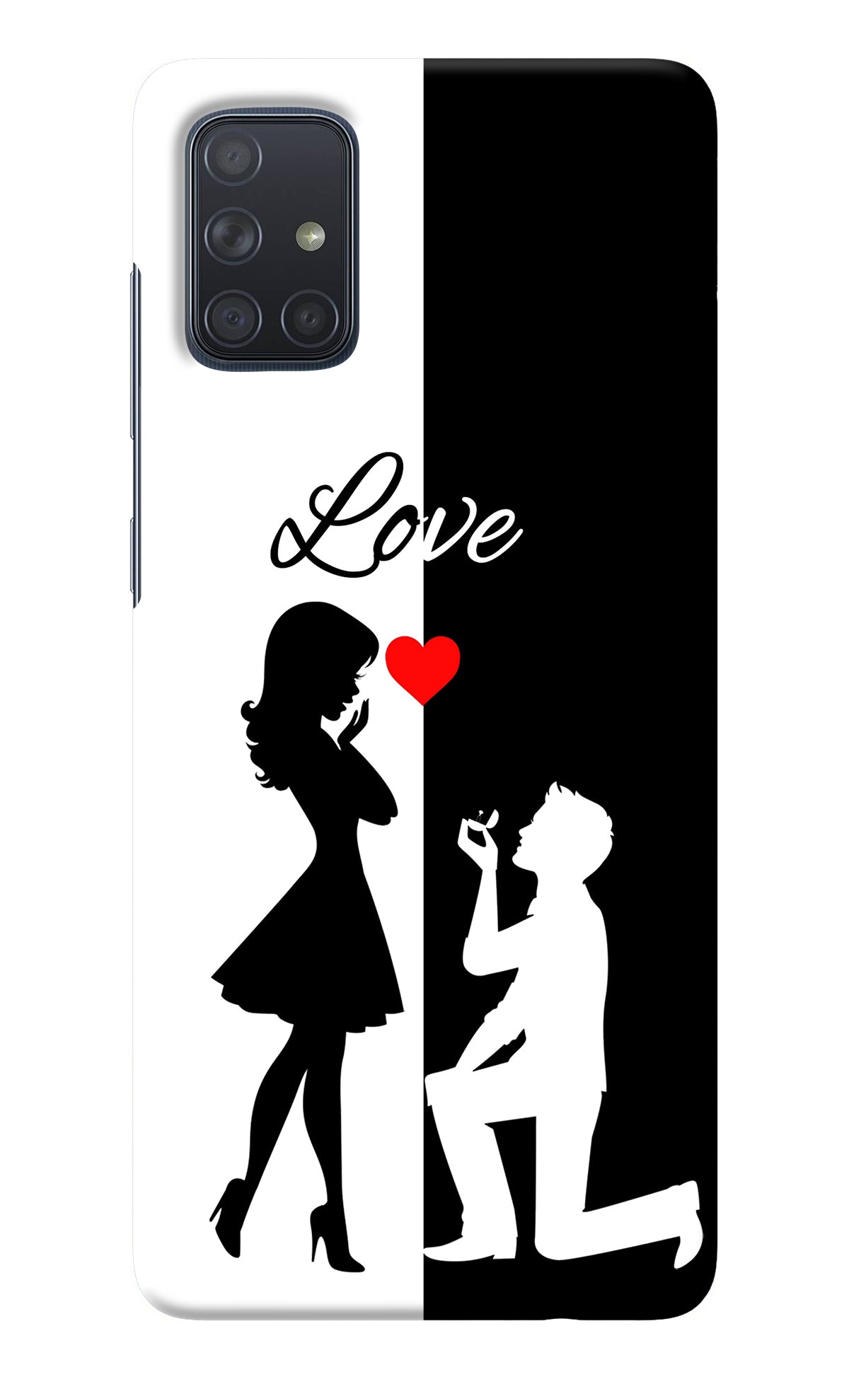 Love Propose Black And White Samsung A71 Back Cover