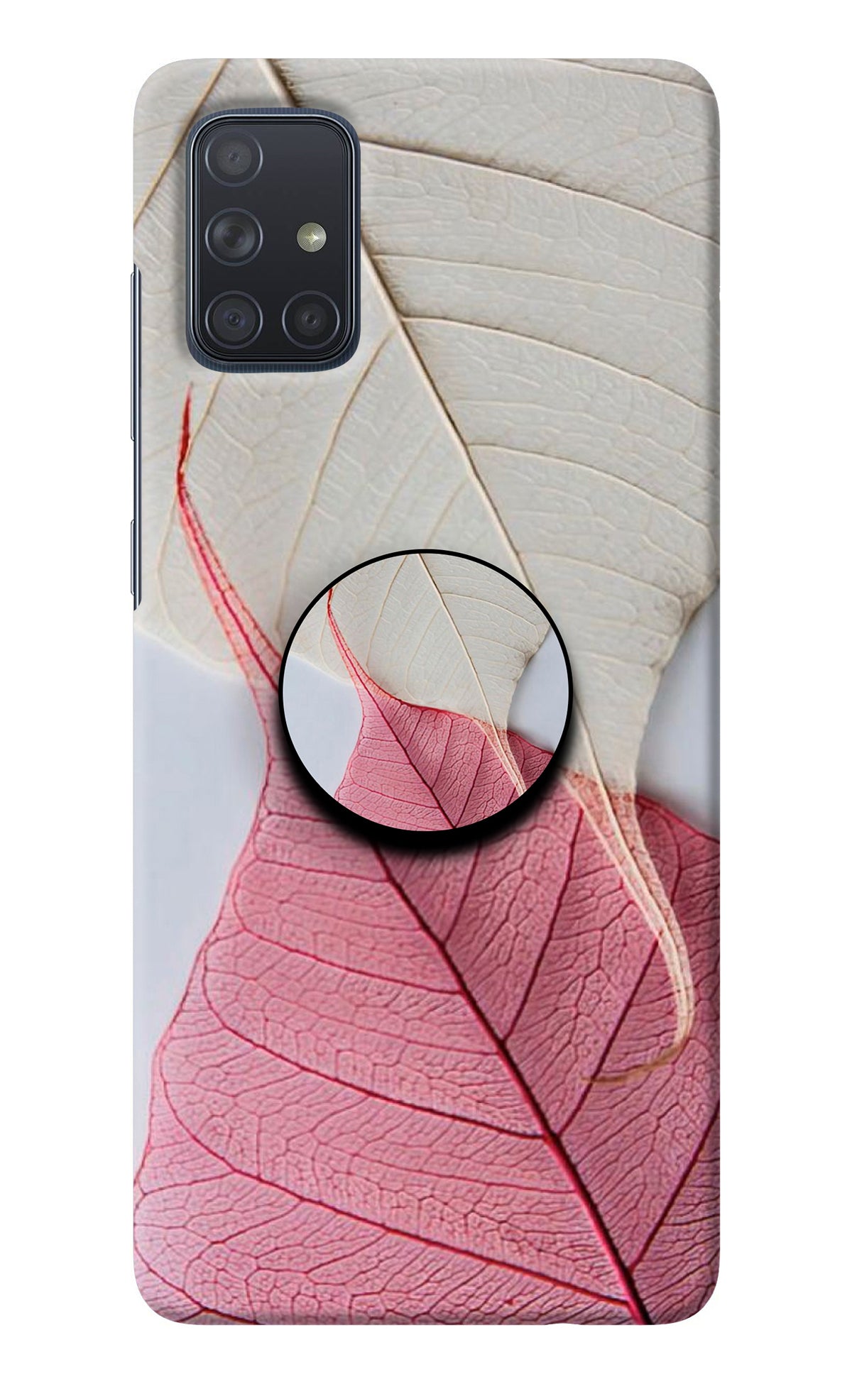 White Pink Leaf Samsung A71 Pop Case