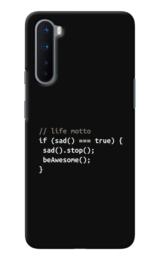 Life Motto Code Oneplus Nord Back Cover