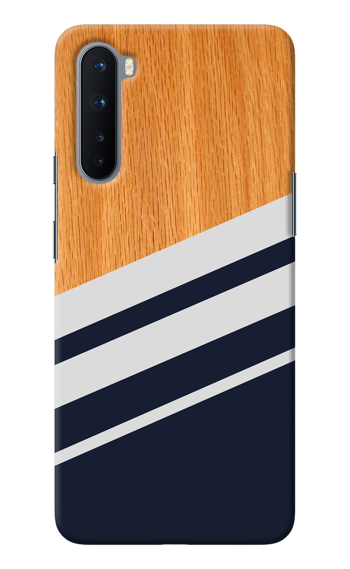 Blue and white wooden Oneplus Nord Back Cover