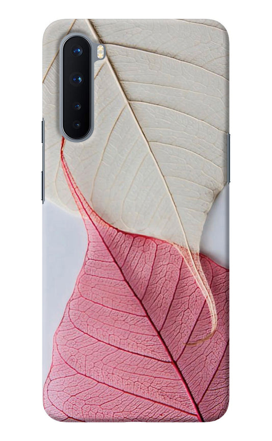 White Pink Leaf Oneplus Nord Back Cover