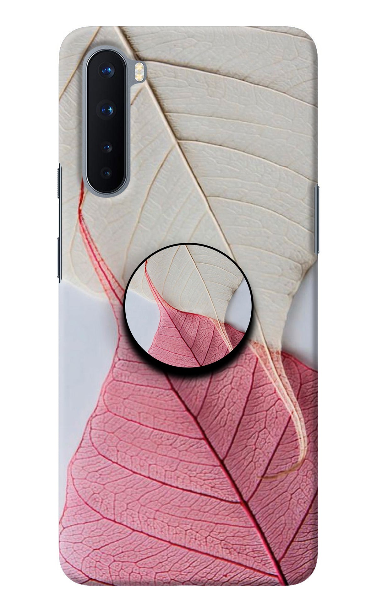 White Pink Leaf Oneplus Nord Pop Case