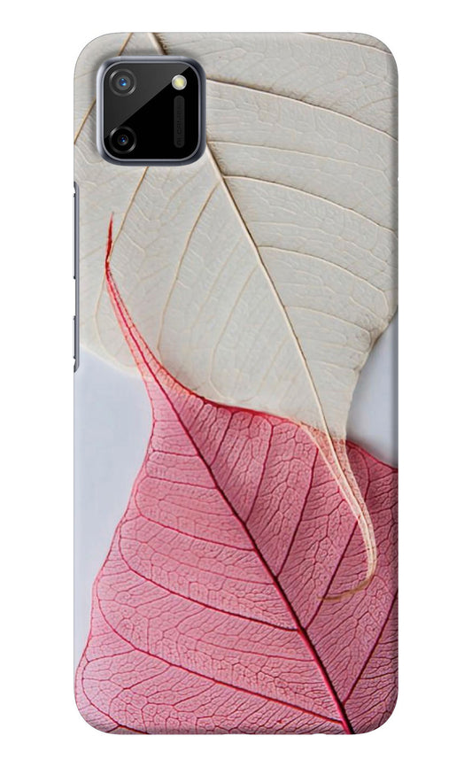 White Pink Leaf Realme C11 2020 Back Cover