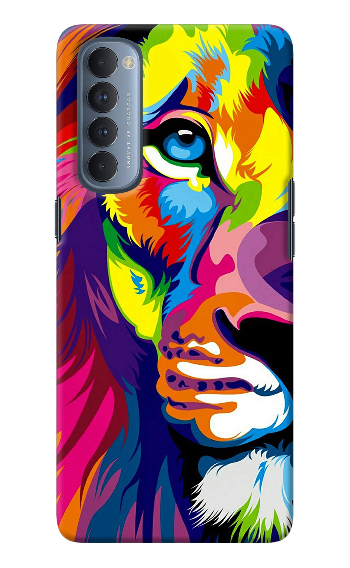 Lion Half Face Oppo Reno4 Pro Back Cover