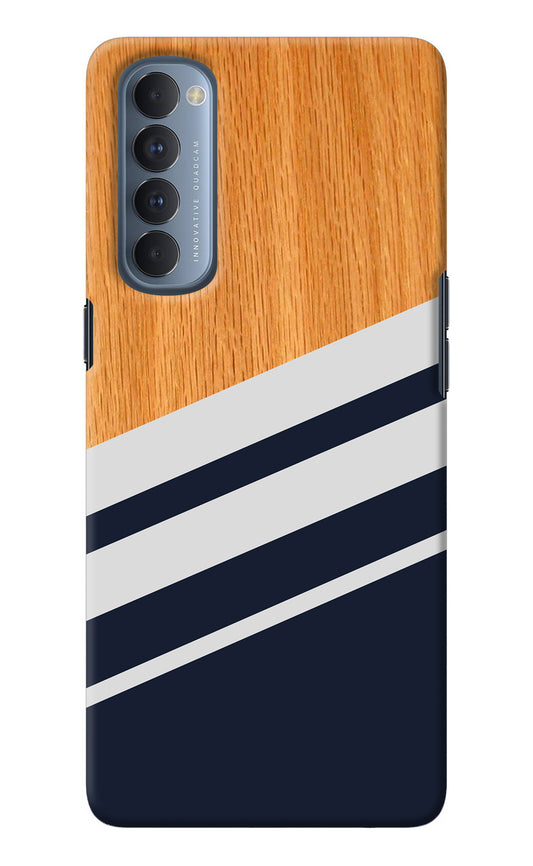 Blue and white wooden Oppo Reno4 Pro Back Cover