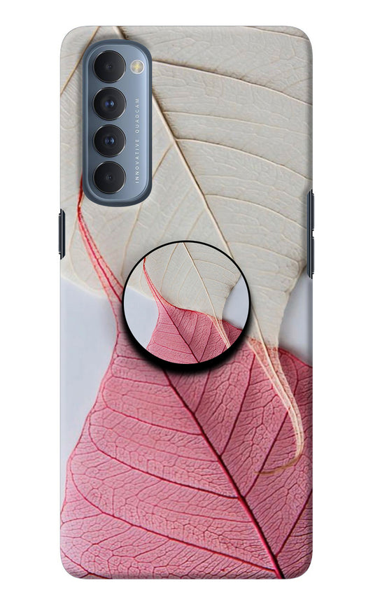 White Pink Leaf Oppo Reno4 Pro Pop Case