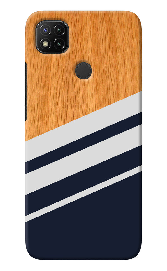 Blue and white wooden Redmi 9 Back Cover