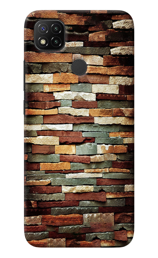 Bricks Pattern Redmi 9 Back Cover