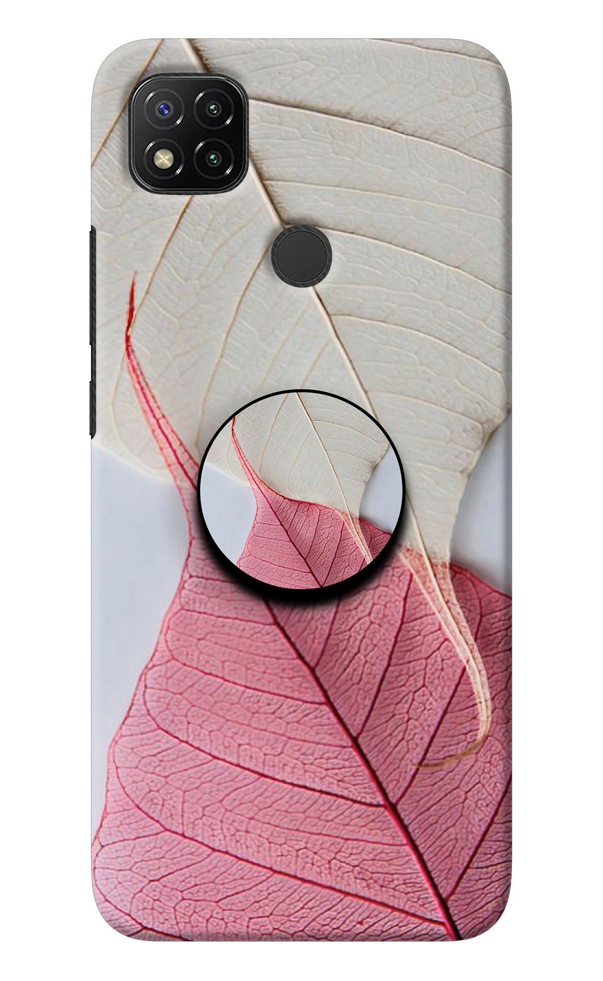 White Pink Leaf Redmi 9 Pop Case