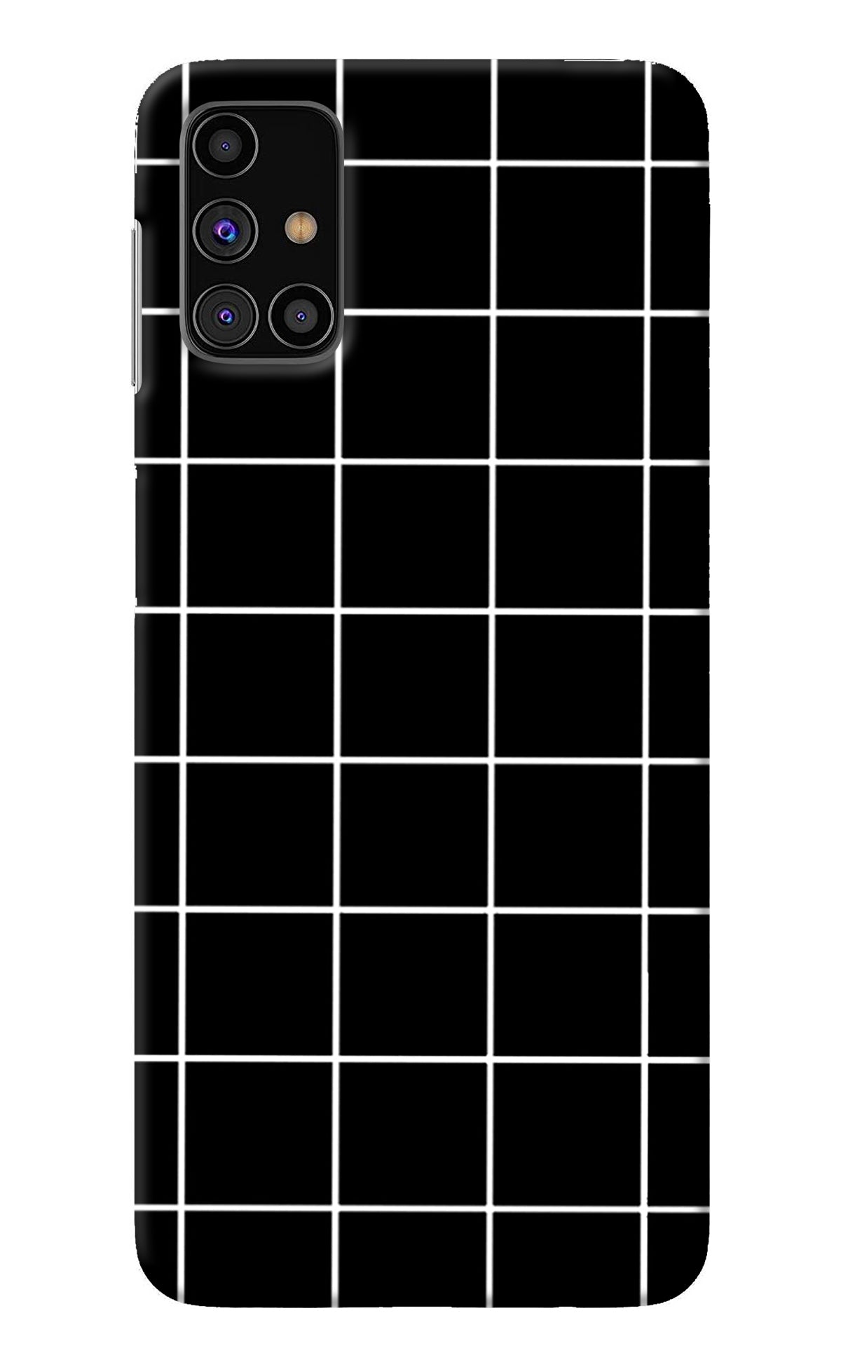 White Grid Samsung M31s Back Cover