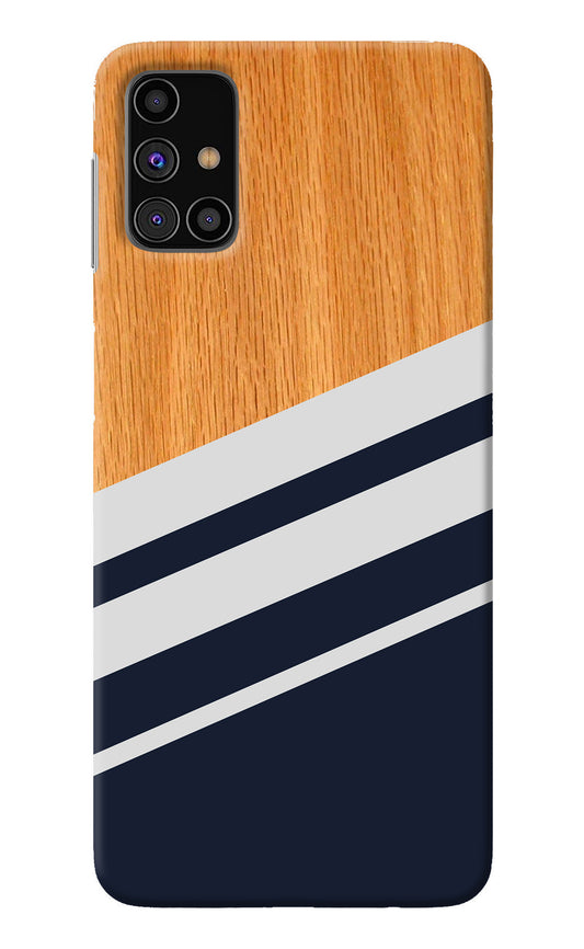 Blue and white wooden Samsung M31s Back Cover
