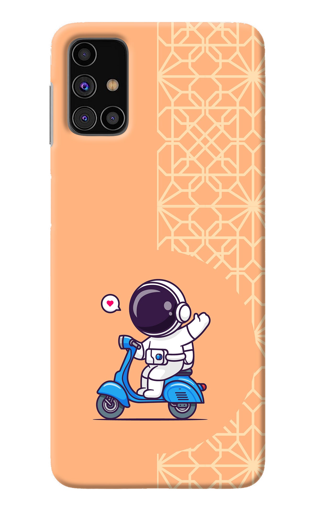 Cute Astronaut Riding Samsung M31s Back Cover