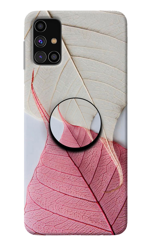 White Pink Leaf Samsung M31s Pop Case