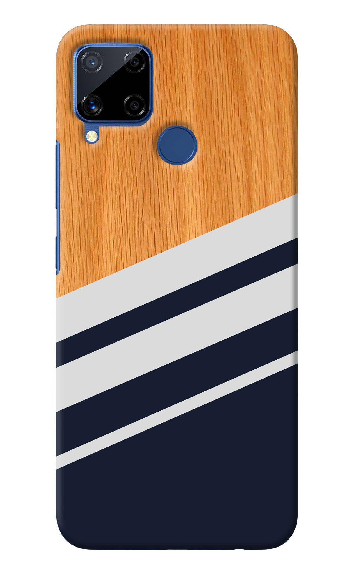 Blue and white wooden Realme C15 Back Cover