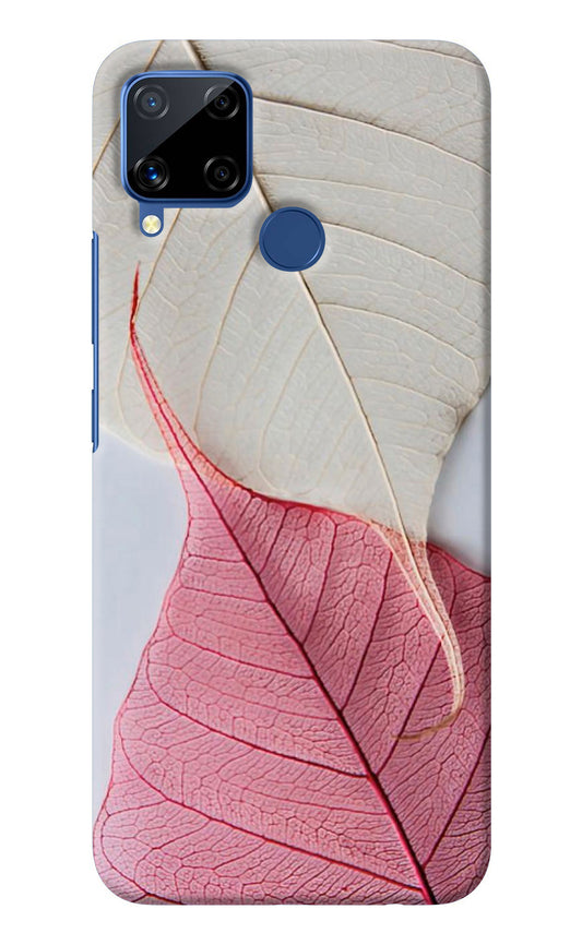 White Pink Leaf Realme C15 Back Cover