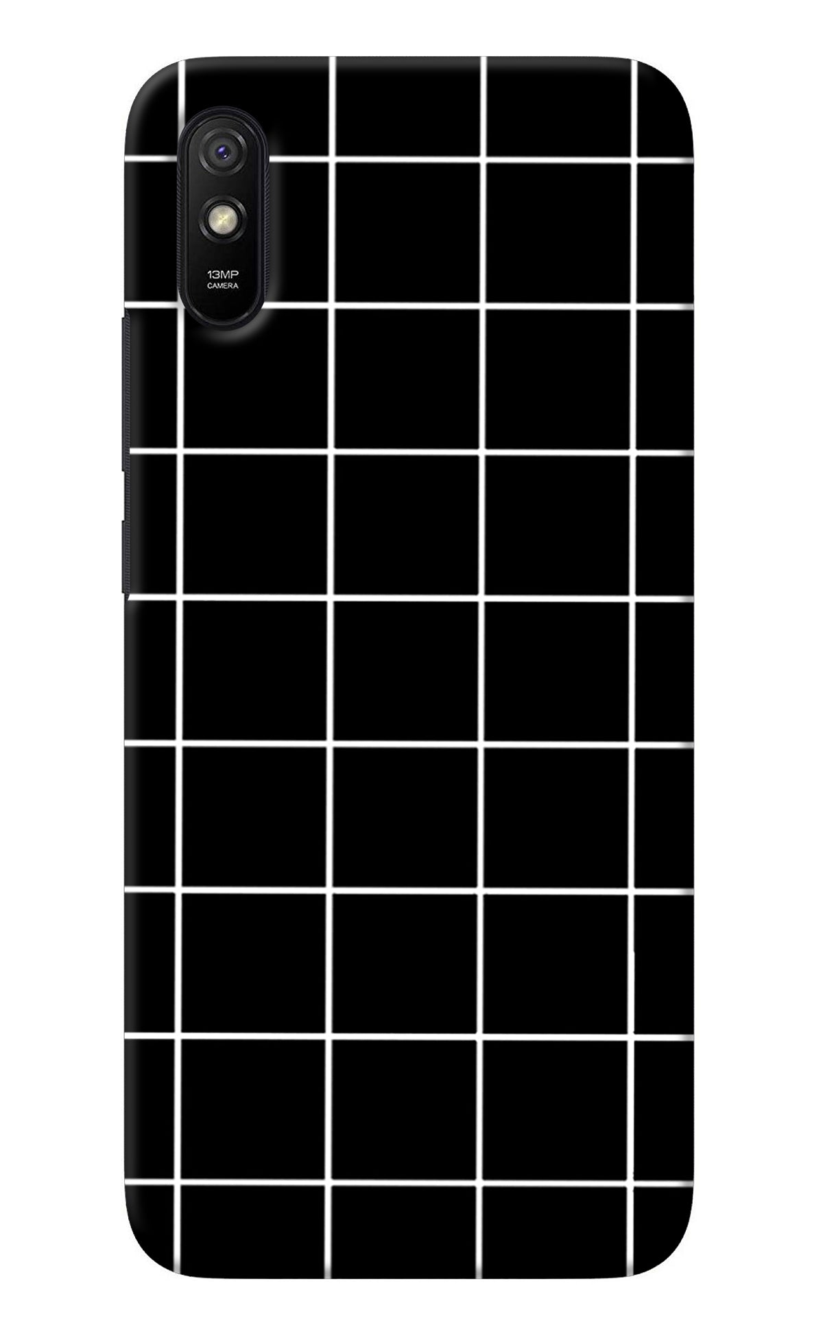 White Grid Redmi 9A/9i Back Cover