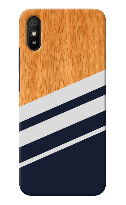 Blue and white wooden Redmi 9A/9i Back Cover
