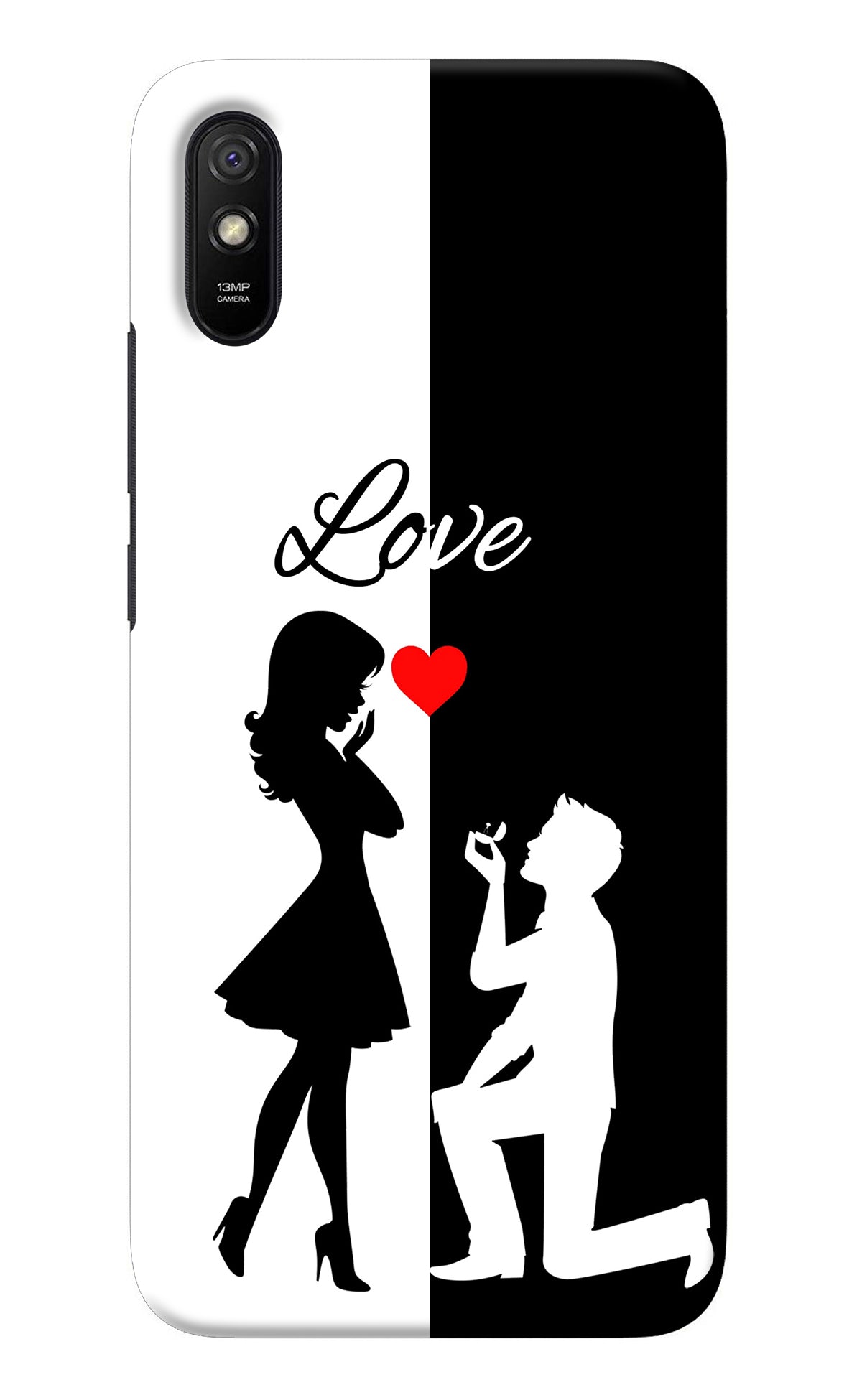 Love Propose Black And White Redmi 9A/9i Back Cover