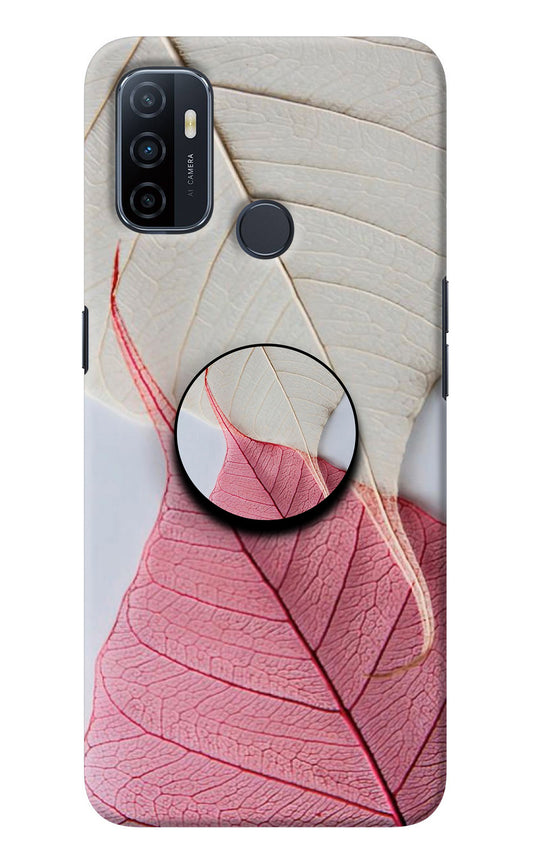 White Pink Leaf Oppo A53 2020 Pop Case
