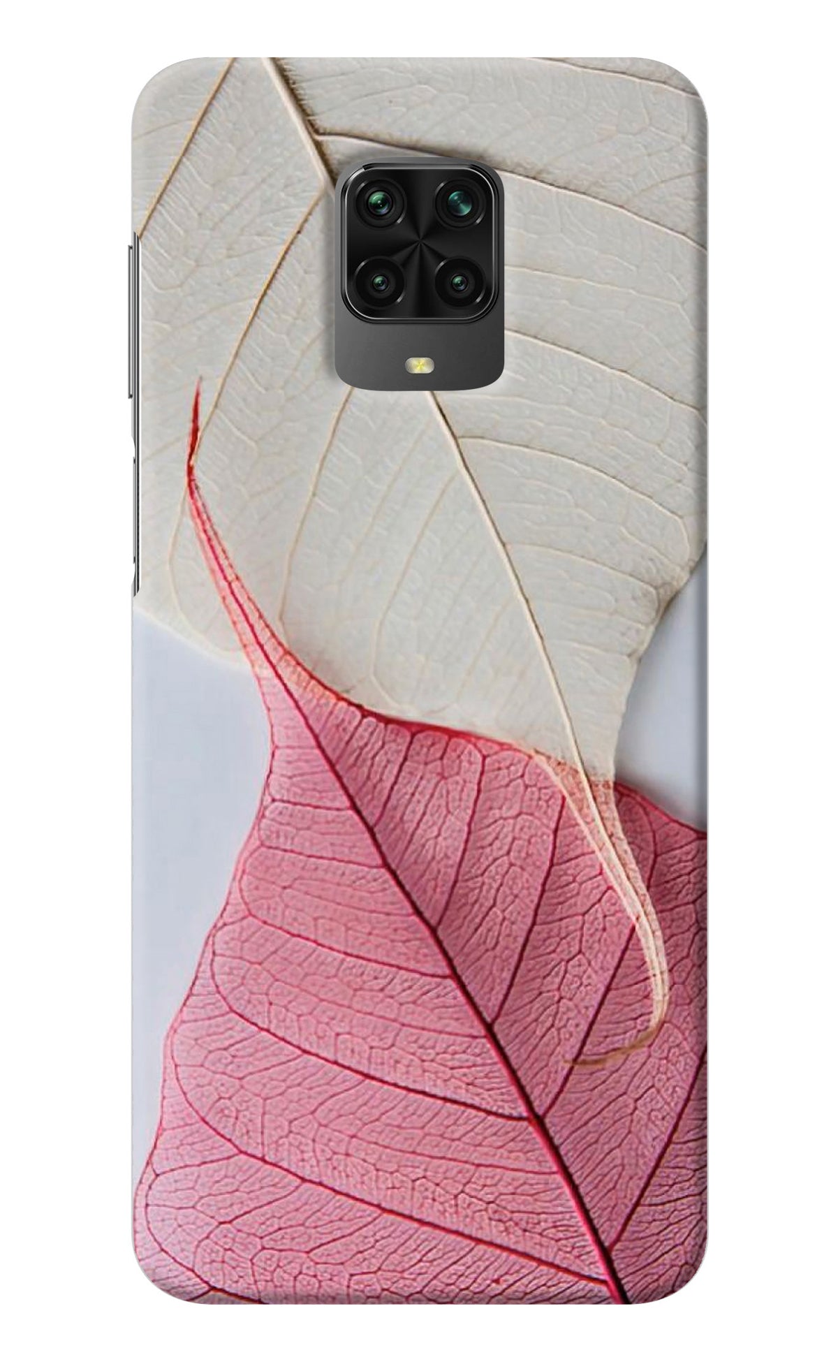 White Pink Leaf Poco M2 Pro Back Cover