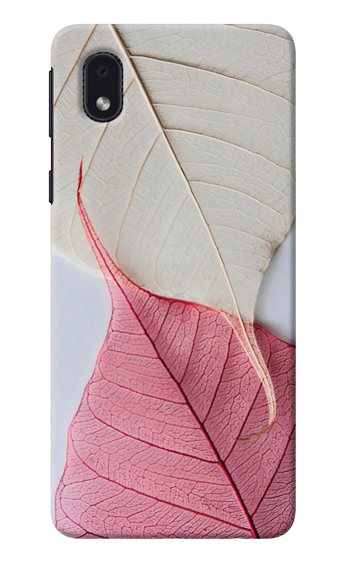 White Pink Leaf Samsung M01 Core Back Cover